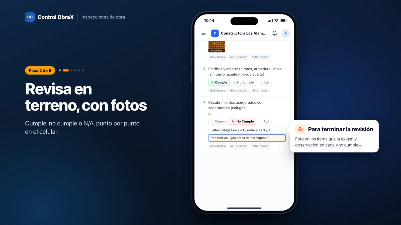 Ficha de trabajo del maestro abierta en el celular, con lo que se instala y el botón «Terminé la instalación»